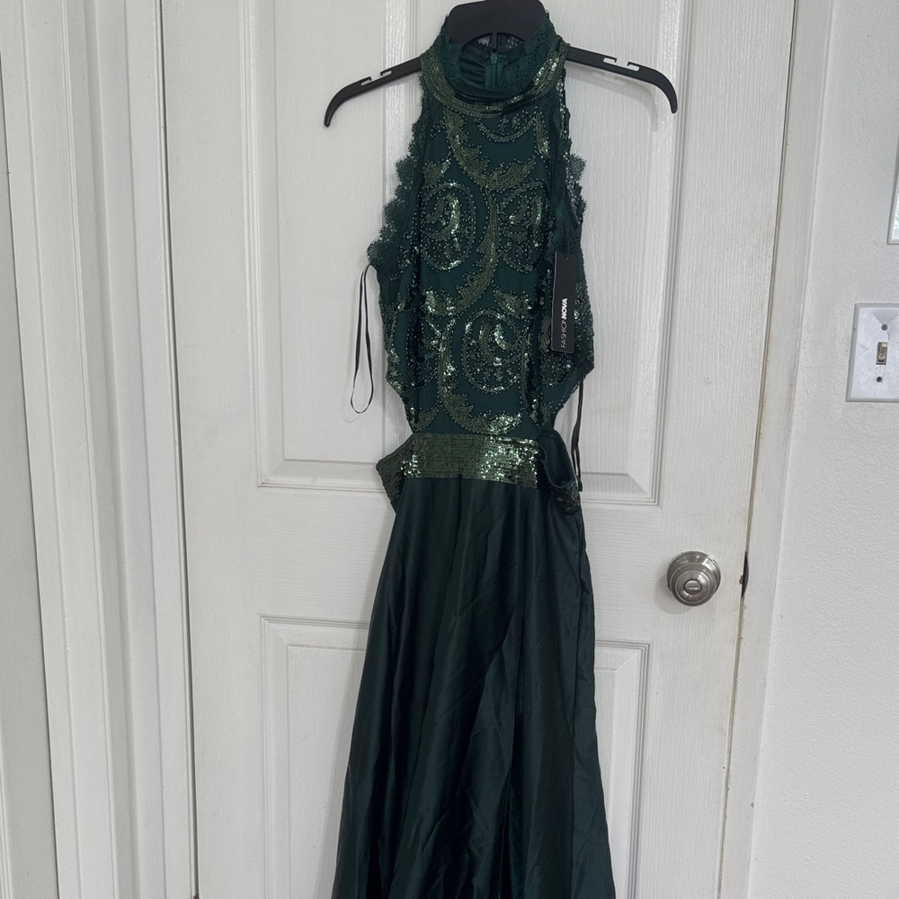 Fashion Nova Emerald Backless Dress